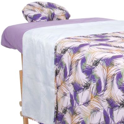 ForPro Premium Designer Microfiber 3-Piece Massage Sheet Set, Purple Whisp with Lavender Fitted Sheet