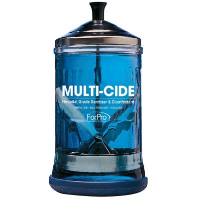 ForPro Multi-Cide Midsize Disinfecting Jar, for Manicure and Spa Implements, 21 Ounces, 8” H x 4.25” W Full