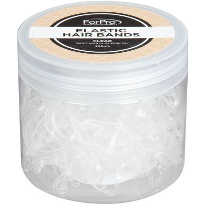 ForPro Elastic Hair Bands Clear 200-Count 
