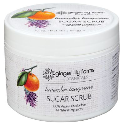 Ginger Lily Farms Botanicals Lavender Tangerine Sugar Scrub, All-Natural Skin Exfoliating Sugar Crystals, Vegan and Cruelty-Free, 10 Ounces