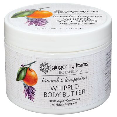 Ginger Lily Farms Botanicals Lavender Tangerine Whipped Body Butter, Deeply Hydrating,  Non-Greasy, Residue-Free, 7.5 Ounces
