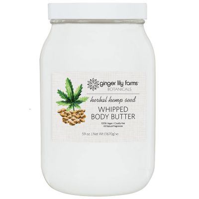 Ginger Lily Farms Botanicals Herbal Hemp Seed Whipped Body Butter, Deeply Hydrating,  Non-Greasy, Residue-Free, 59 Ounces