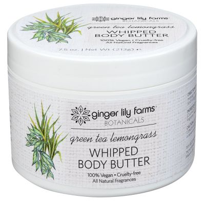 Ginger Lily Farms Botanicals Green Tea Lemongrass Whipped Body Butter, Deeply Hydrating,  Non-Greasy, Residue-Free, 7.5 Ounces