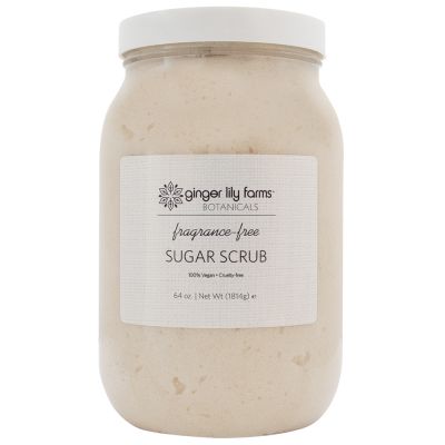 Ginger Lily Farms Botanicals Fragrance-Free Sugar Scrub, All-Natural Skin Exfoliating Sugar Crystals, Vegan and Cruelty-Free, 64 Ounces