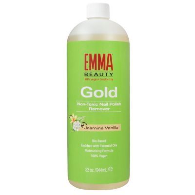 EMMA BEAUTY Gold Non-Toxic Nail Polish Remover, Vitamin-Enriched and Soy-Based, 100% Vegan and Cruelty-Free, 32 Ounces