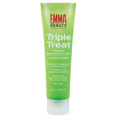 Green 3 ounce bottle of EMMA Beauty hand cream 