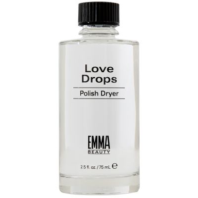 Emma Beauty Love Drops Polish Dryer 2.5 fl oz, clear bottle with black cap