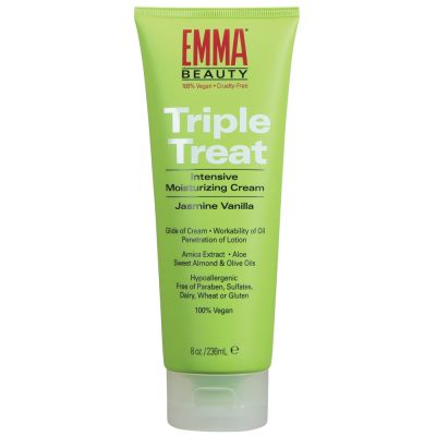 Green 8 ounce bottle of EMMA Beauty hand cream 