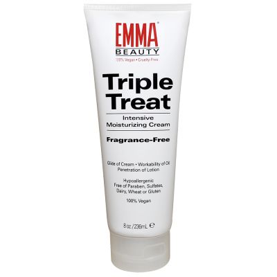 White 8 ounce bottle of EMMA Beauty hand cream 