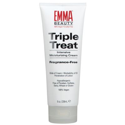 White 8 ounce bottle of EMMA Beauty hand cream 
