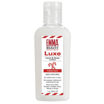 EMMA Beauty Luxe Hand & Body Lotion Candy Cane, 100% Natural Moisturizing Benefits for All Skin Types, Non-Greasy, Healing and Hydrating Formula, 1 Ounce