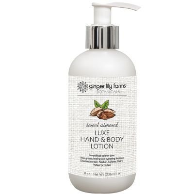 Ginger Lily Farms Botanicals Luxe Hand & Body Lotion, Sweet Almond, Shea Butter, Cocoa Butter, and Aloe Infused Moisturizing Lotion, 100% Vegan and Hypoallergenic, 8 Ounces 