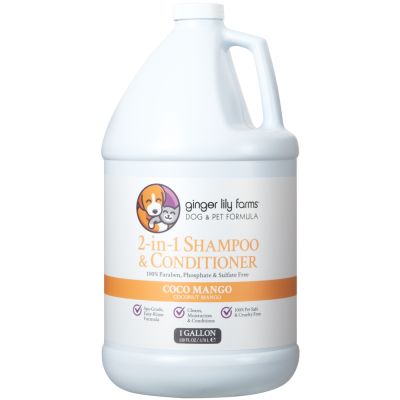 Ginger Lily Farms Dog & Pet Formula 2-in-1 Shampoo & Conditioner, 1 Gallon Refill 