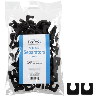 ForPro Sole Toe Separators, Black, Individual Toe Separators for Pedicures, 144-Count