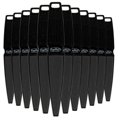 ForPro Pedicure Paddle Foot File, 80/180 Grit, Black, Pedicure File for Heels, 10” L, 12-Pack 