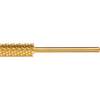 ForPro Expert Carbide Tungsten Barrel Gold Bit, Coarse Grit, No Dust Build-Up or Clogging, Electric Nail File Drill Bit for Acrylics and Gel Polish, 3/32” Shank, 1 ½” L