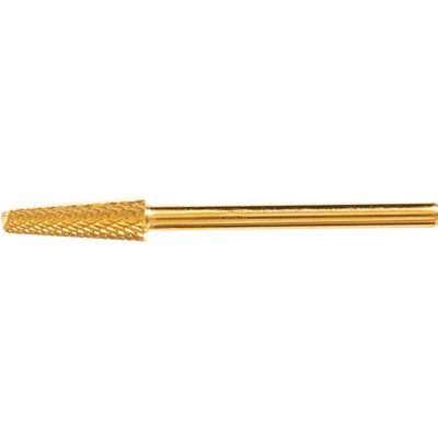 ForPro Expert Carbide Tungsten Cone Gold Bit, Medium Grit, No Dust Build-Up or Clogging, Electric Nail File Drill Bit for Ultra-Smooth Cutting Action, 1 ½” L