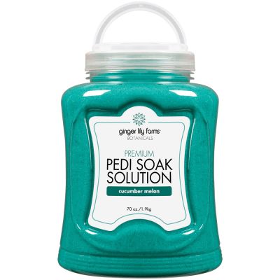 Ginger Lily Farms Botanicals Premium Pedi Soak Solution, Cucumber Melon, with Epsom Salt and Sea Salt, 100% Non-Staining, Non-Foaming, 70 Ounces 