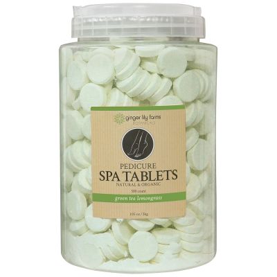 Ginger Lily Farms Botanicals Pedicure Spa Tablets, Green Tea Lemongrass, Skin Softening Natural and Organic Ingredients, 500-Count