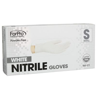 ForPro White Powder-Free Nitrile Gloves 4 mil. Small 100-Count