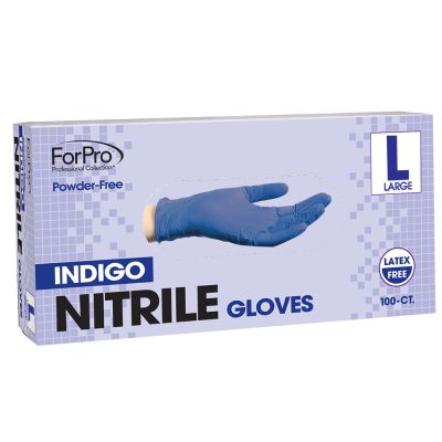 ForPro Indigo Nitrile Gloves, Large, 100 Count