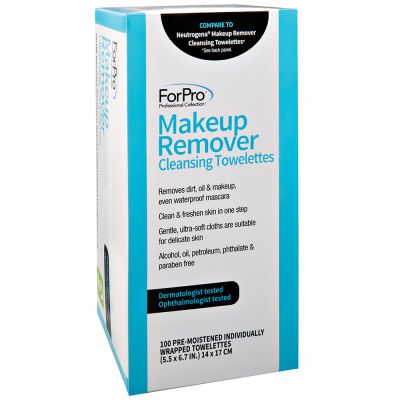 ForPro Makeup Remover Cleansing Towelettes, Oil-Free, 100-Count Package