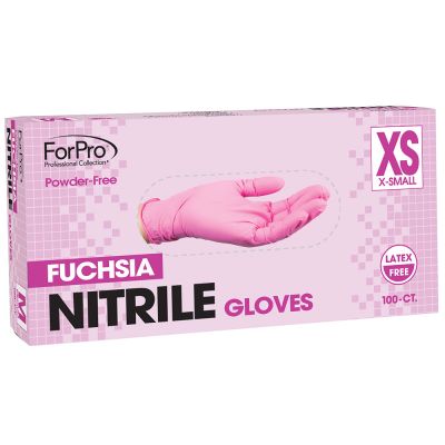 ForPro Fuchsia Nitrile Gloves, Powder-Free, Latex-Free, Non-Sterile, Food Safe, 3 Mil., X-Small Box