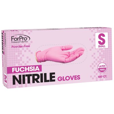 ForPro Fuchsia Nitrile Gloves, Powder-Free, Latex-Free, Non-Sterile, Food Safe, 3 Mil., Small Box