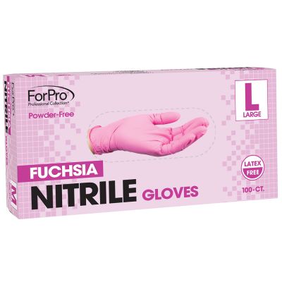 ForPro Fuchsia Nitrile Gloves, Powder-Free, Latex-Free, Non-Sterile, Food Safe, 3 Mil., Large Box