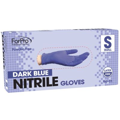 ForPro Dark Blue Nitrile Gloves, Powder-Free, Latex-Free, Non-Sterile, Food Safe, 4 Mil., Small, 100-Count