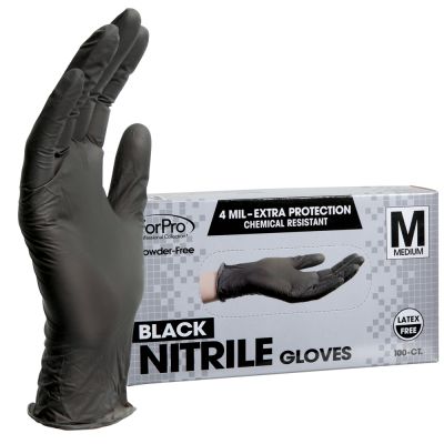 ForPro Black Nitrile Gloves 4 Mil. Medium 100-Count