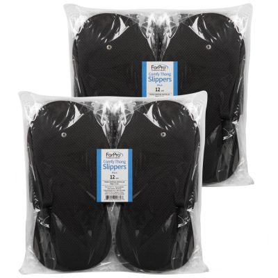 ForPro Comfy Thong Slipper Black 12pr 2 pk