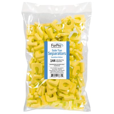 ForPro Sole Toe Separators, Sunshine Yellow, Individual Pedicure Toe Separators, 1” W x 1” L, 144-Count