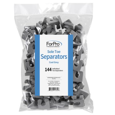 ForPro Sole Toe Separators, Cool Grey, Individual Toe Separators for Pedicures, 144-Count