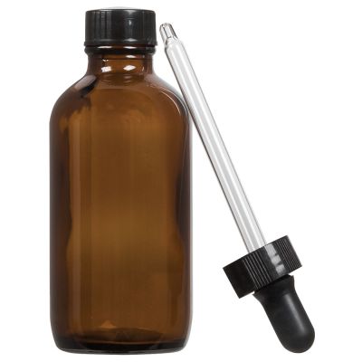 Empty Brown Glass Bottle with Dropper