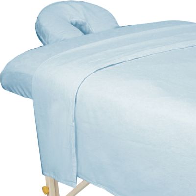 Premium Flannel 3-Piece Massage Sheet Set Powder Blue