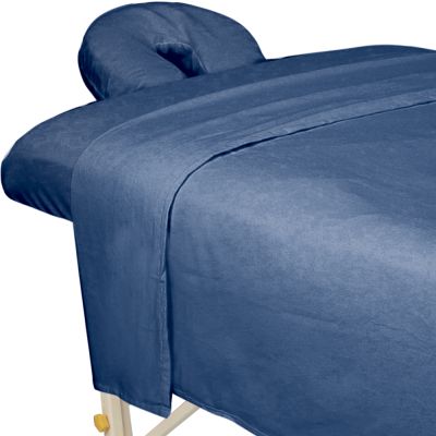 ForPro Premium Flannel 3-Piece Massage Sheet Set Ocean Blue