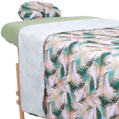 ForPro Premium Designer Microfiber 3-Piece Massage Sheet Set, Green Whisp with Sage Fitted Sheet