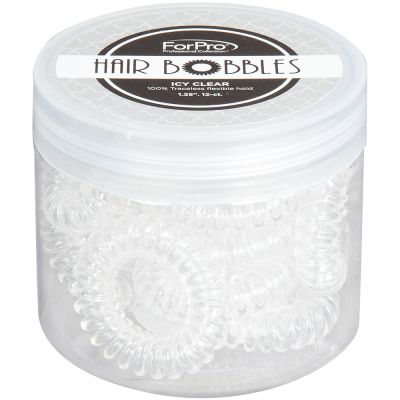 ForPro Hair Bobbles, Icy Clear, Traceless Ponytail Holder, No Marks, Non-Damaging, 12-Pack 