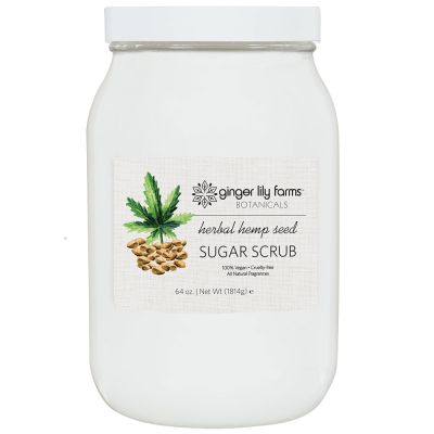 Ginger Lily Farms Botanicals Herbal Hemp Seed Sugar Scrub, All-Natural Skin Exfoliating Sugar Crystals, Vegan and Cruelty-Free, 64 Ounces