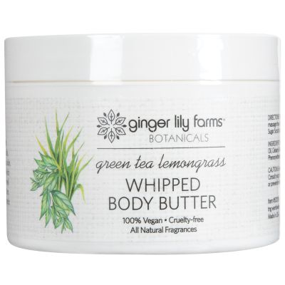 Ginger Lily Farms Botanicals Green Tea Lemongrass Whipped Body Butter, Deeply Hydrating,  Non-Greasy, Residue-Free, 7.5 Ounces