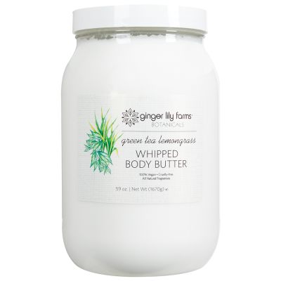 Ginger Lily Farms Botanicals Green Tea Lemongrass Whipped Body Butter, Deeply Hydrating,  Non-Greasy, Residue-Free, 59 Ounces