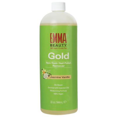 EMMA BEAUTY Gold Non-Toxic Nail Polish Remover, Vitamin-Enriched and Soy-Based, 100% Vegan and Cruelty-Free, 32 Ounces