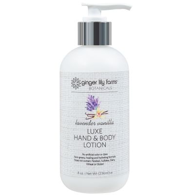 Ginger Lily Farms Botanicals Luxe Hand & Body Lotion, Lavender Vanilla, Shea Butter, Cocoa Butter, and Aloe Infused Moisturizing Lotion, 100% Vegan and Hypoallergenic, 8 Ounces 