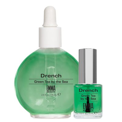 EMMA Drench Green Tea by the Sea, Cuticle Oil, 12+ Free Treatment, Vegan, 2.5 Ounces and .5 ounce