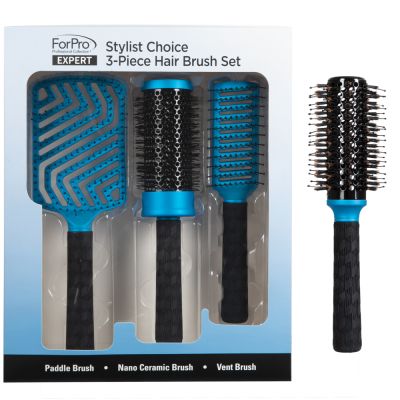 ForPro Expert Stylist Choice 3-Piece Hair Brush Set with Nylon & Vegan Bristle Hair Brush 2"